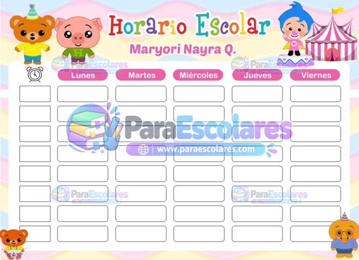 Plim Plim Girl rosado Horario Escolar